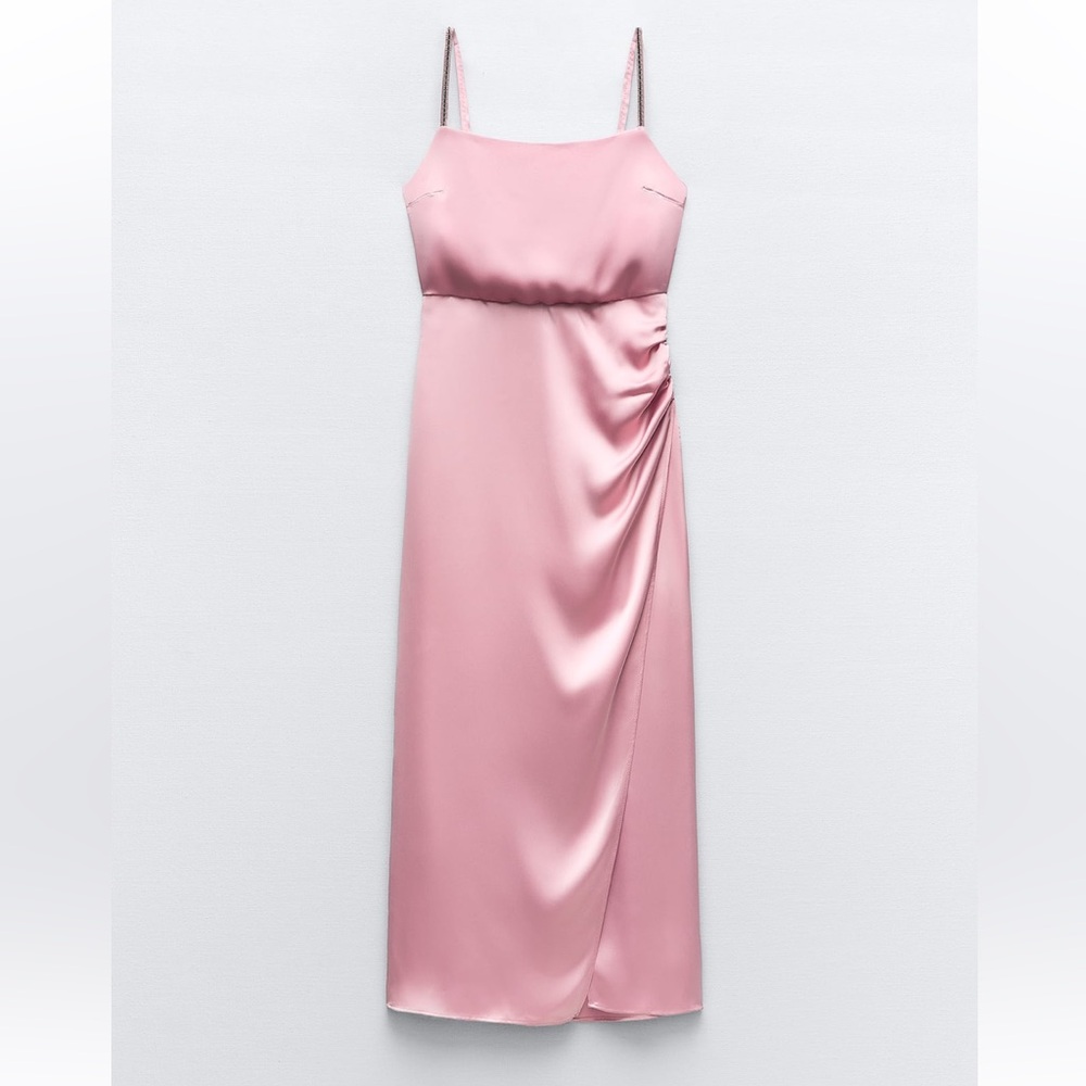 ZARA SATIN EFFECT DRESS WITH SPARKLY STRAPS